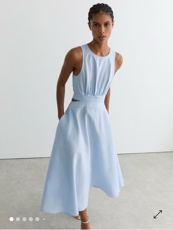 Reiss Dresses & Skirts - REISS Hazel Linen-Cotton Cut-Out Midi Dress in Blue 2026SS